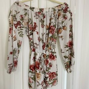 Off shoulder floral romper